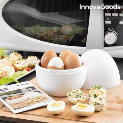 INNOVAGOODS Cuiseur &agrave; Oeufs pour Micro-ondes avec Livre de Recettes Boilegg 
