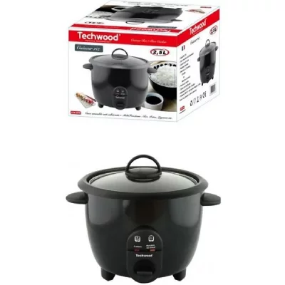 TECHWOOD Cuiseur &agrave; Riz 2.5 l Rev&ecirc;tement antiadh&eacute;sif 850W Arr&ecirc;t automatique NOIR