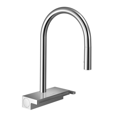 HANSGROHE Cuisine aquno select m81 3 jets avec douchette extractible + passoire, chrom&eacute;