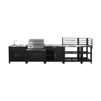 SWEEEK Cuisine ext&eacute;rieure 5 modules en acier inoxydable argent&eacute;
