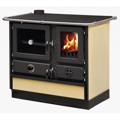INTERSTOVES Cuisini&egrave;re &agrave; bois Magnum Thermo MBS en fonte bouilleur sortie c&ocirc;t&eacute; gauche