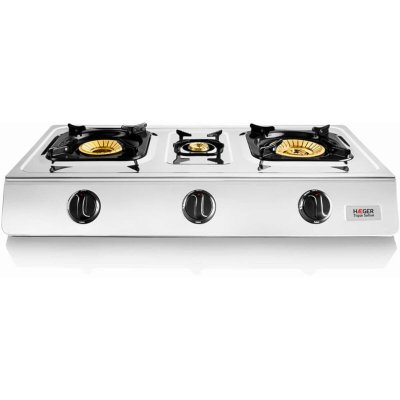 HAEGER Cuisini&egrave;re &agrave; gaz en acier inoxydable Triple Safine - Avec 3 br&ucirc;leurs