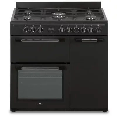 CONTINENTAL EDISON Cuisiniere piano gaz 3 fours &eacute;lectriques cecp903fb - 5 feux - noir - largeur 90 cm
