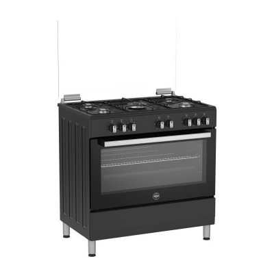 GERMANIA Cuisini&egrave;re sel9mn - 5 feux gaz - Four &eacute;lectrique - Multifonction - Noir