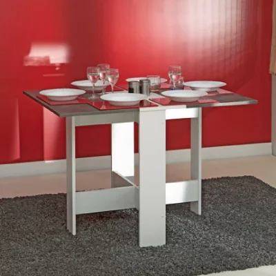 CURRY Table pliante 28/103 cm blanc/b&eacute;ton fonc&eacute;