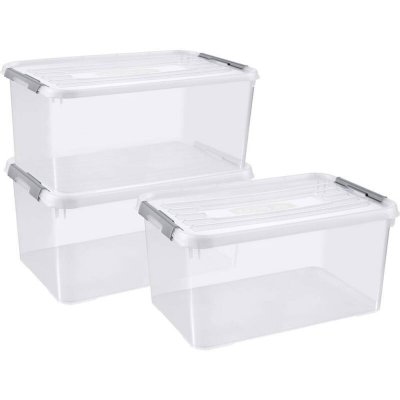 CURVER  Bo&icirc;te de rangement &agrave; couvercle 3 pcs 50 L Transparent 240679