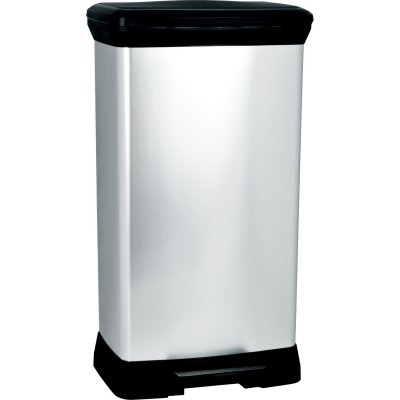 CURVER  Poubelle a p&eacute;dale 50L, Aspect m&eacute;tal, plastique recycl&eacute;