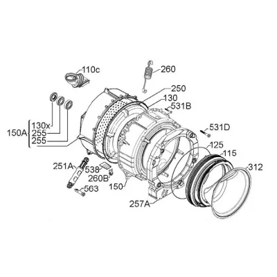 ARTHUR MARTIN Cuve kit service soude complete pour lave linge  - 405519065 