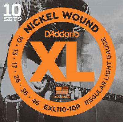 D ADDARIO AND CO D'Addario Cordes de Guitares &Eacute;lectrique - EXL110-10P - Regular Light, 10-46 - 10-Paquet