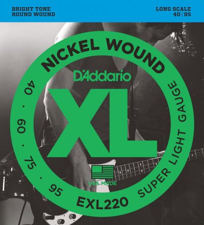 D ADDARIO AND CO D'Addario EXL220 Cordes longues en nickel pour basse Super Light 40-95