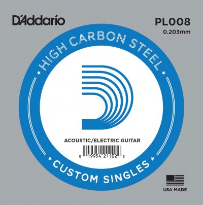 D ADDARIO AND CO D'Addario PL008 Corde seule en acier pur pour guitare Calibre .008