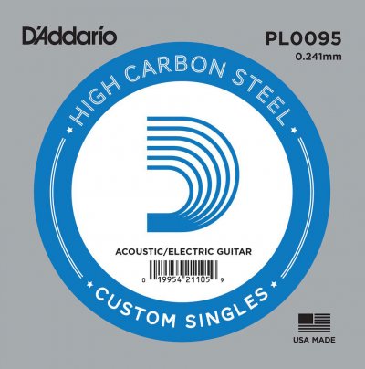 DADDARIO D'Addario PL0095 Corde seule en acier pur pour guitare Calibre .0095