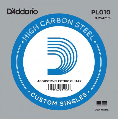 D ADDARIO AND CO D'Addario PL010 Corde seule en acier pur pour guitare Calibre .010