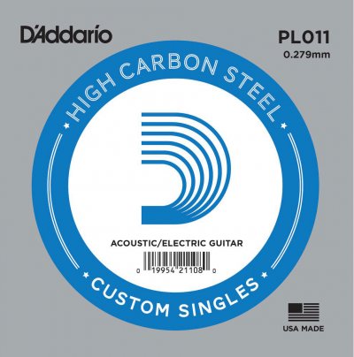 DADDARIO D'Addario PL011 Corde seule en acier pur pour guitare Calibre .011