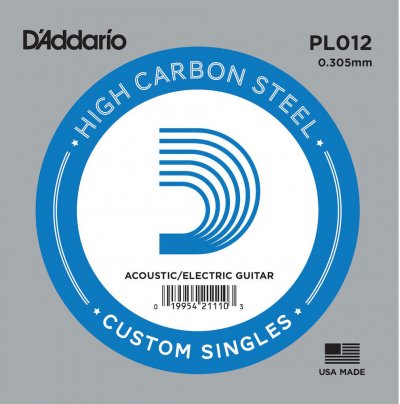 D ADDARIO AND CO D'Addario PL012 Corde seule en acier pur pour guitare Calibre .012