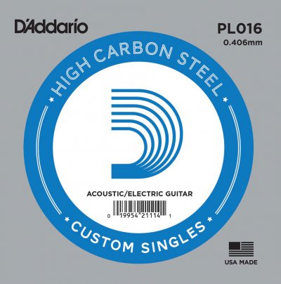 D ADDARIO AND CO D'Addario PL016 - Corde au d&eacute;tail guitare &eacute;lectrique Acier plein 016