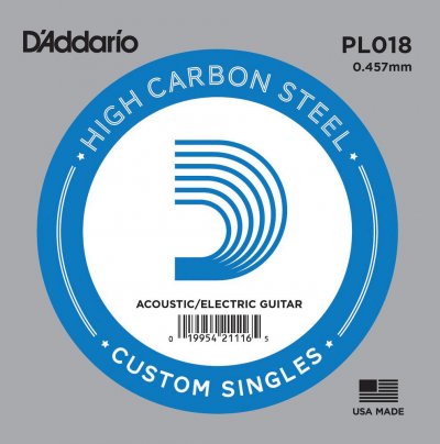 DADDARIO D'Addario PL018 Corde seule en acier pur pour guitare Calibre .018