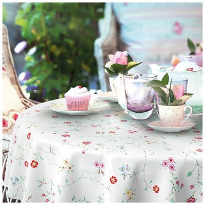  D-C-TABLE Nappe ronde Manhattan Bella cr&egrave;me - 150 cm