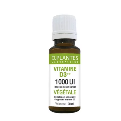 D.PLANTES  - Vitamine D3++ 1000 UI - V&eacute;g&eacute;tale - 20ml - Lot de 2