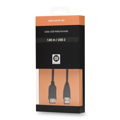D2 DIFFUSION D2 C&acirc;ble USB 2.0 A  0 A m&acirc;le / A femelle 1,8 m&egrave;tre