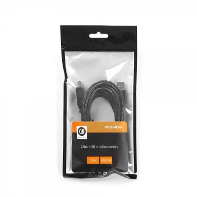 D2 DIFFUSION  D2RALUSB300 C&acirc;ble USB 2.0 A M&acirc;le/Type A Femelle 3 m Noir