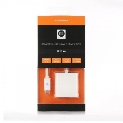 D2 DIFFUSION  D2USBCHDMIFADP Adaptateur USB C Male/HDMI Femelle Blanc