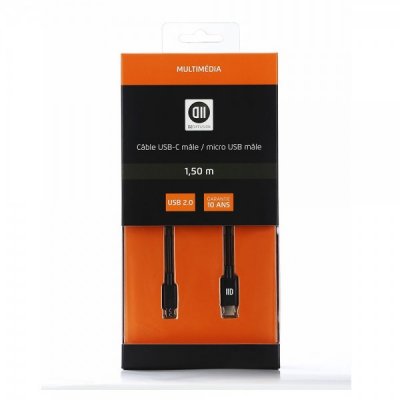 D2 DIFFUSION  D2USBCMICUSB150 C&acirc;ble USB Type C M&acirc;le/Micro USB Noir