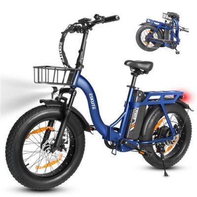 ESKUTE D202 V&eacute;lo &eacute;lectrique - moteur 250W batterie 48V20.8Ah 20x4 freins &agrave; disque m&eacute;caniques - Bleu