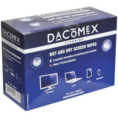 DACOMEX  Bo&icirc;te de 2 x 10 lingettes humides / s&egrave;ches pour LCD