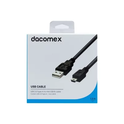 DACOMEX  Cordon USB 2.0 Type-A - mini USB B noir - 1,5 m