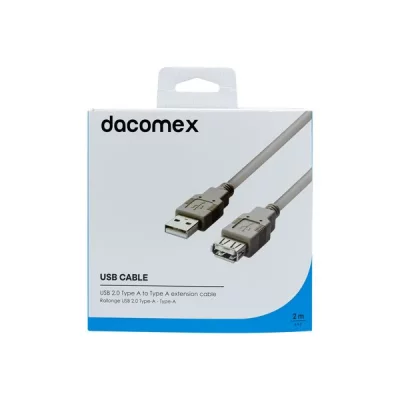 DACOMEX  Rallonge USB 2.0 Type-A - Type A grise - 2 m