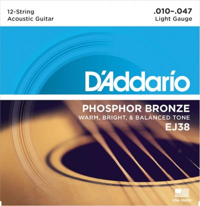 D ADDARIO AND CO DADDARIO EJ38 Jeu de cordes en bronze pour guitare acoustique - 12c