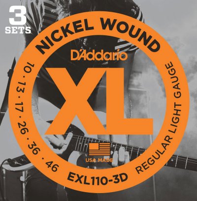 D ADDARIO AND CO DADDARIO EXL110-3D 3 Jeu de cordes pour guitare &eacute;lectrique - Xl reg light - 10-46