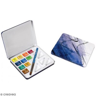 DALER ROWNEY  Bo&icirc;te Aquafine 10 Demi-godets Et Pinceau