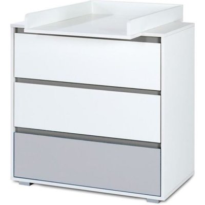 MON MOBILIER DESIGN DALIA Commode b&eacute;b&eacute; avec plan &agrave; langer amovible et 3 tiroirs Blanc