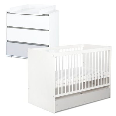 GENERIQUE Dalia ensemble commode &agrave; langer et lit enfant convertible 140x70 + tiroir blanc