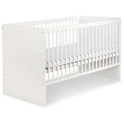 MONMOBILIERDESIGN Dalia lit b&eacute;b&eacute; enfant avec barreaux amovibles et sommier r&eacute;glable blanc 120x60
