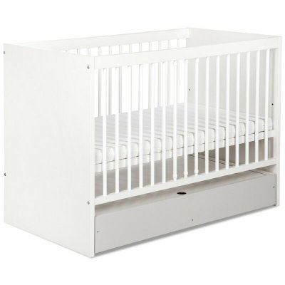 MON MOBILIER DESIGN Dalia lit b&eacute;b&eacute; enfant avec barreaux amovibles et sommier r&eacute;glable blanc 120x60 + tiroir
