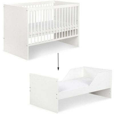 MONMOBILIERDESIGN Dalia lit &eacute;volutif b&eacute;b&eacute; convertible en lit enfant blanc 140x70