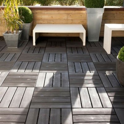 CENTRALE BRICO Dalle clipsable polypropyl&egrave;ne Easy, noir, L.38 x l.38 cm x Ep.25 mm