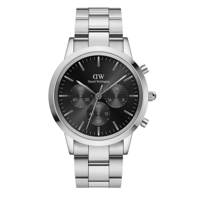 DANIEL WELLINGTON  DW Montre Iconic Chronograph Link Onyx S 42mm Silver