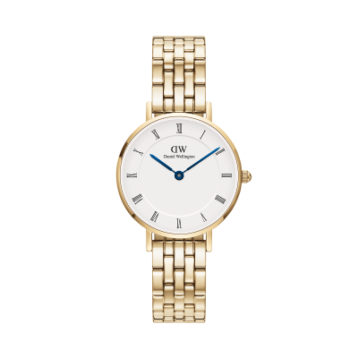 DANIEL WELLINGTON  DW Montre Petite Roman Numerals 5-Link Gold 28mm