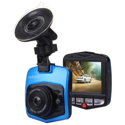 YONIS Dashcam 480P Cam&eacute;ra Embarqu&eacute;e LCD 2.4 Pouces Voix Vision Nocturne Noir Bleu + SD 32Go