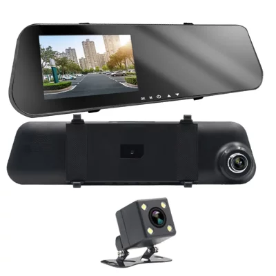 AVIZAR Dashcam r&eacute;troviseur &eacute;cran int&eacute;gr&eacute; cam&eacute;ra avant cam&eacute;ra de recul full hd 1080p