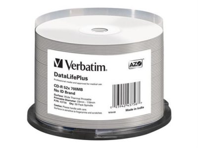 VERBATIM DataLifePlus Professional - 50 x CD-R - 700 Mo 52x - surface imprimable thermique large - spindle