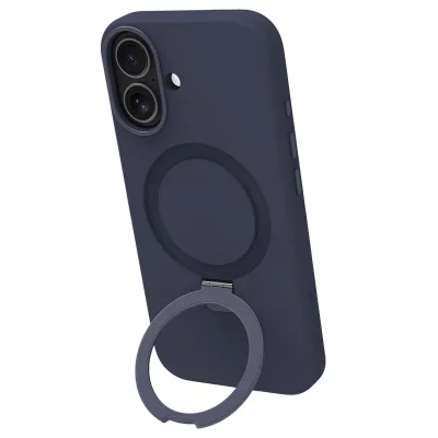 DBRAMANTE1928  Coque MagSafe pour iPhone 17 Roskilde Kickstand avec Anneau Support Bleu marine