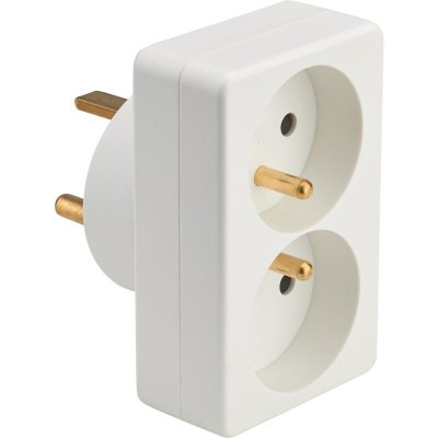DEBFLEX  - adaptateur entree 2X2P+T 16A sortie 2P+T 20A 4400W blanc
