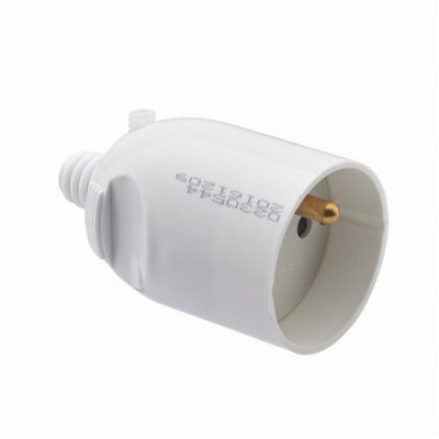 DEBFLEX  fiche femelle 2p+t 16 a sortie droite a coiffe blanc