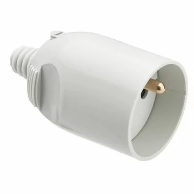 DEBFLEX  Fiche femelle 2P+T 16 A sortie droite a coiffe gris