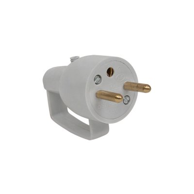 DEBFLEX  fiche m&acirc;le 2p+t 16 a sortie droite a coiffe avec anneau gris DEB713230